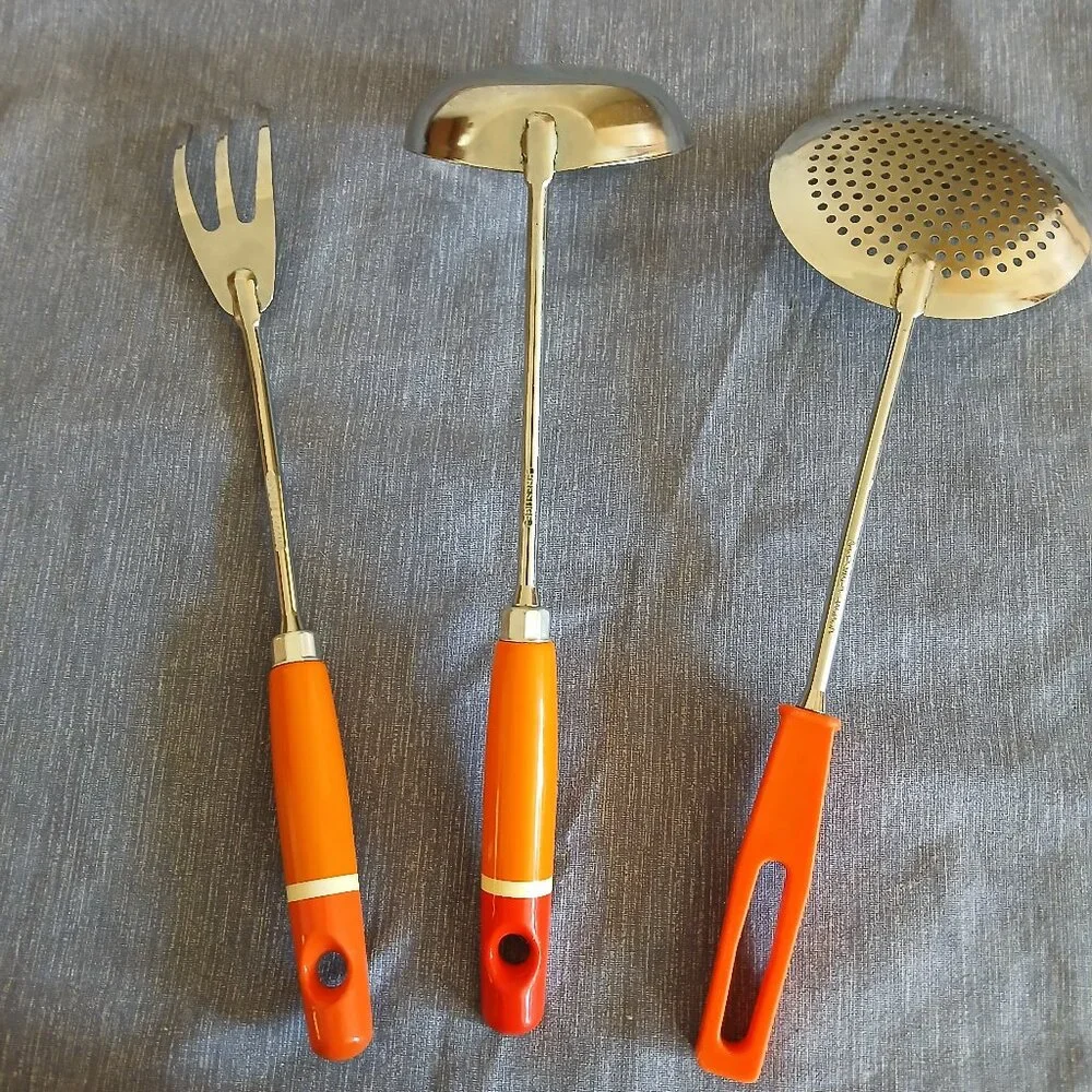 Tool Set Kitchen Utensils: Ladle, Skimmer, Fork x 3 Used